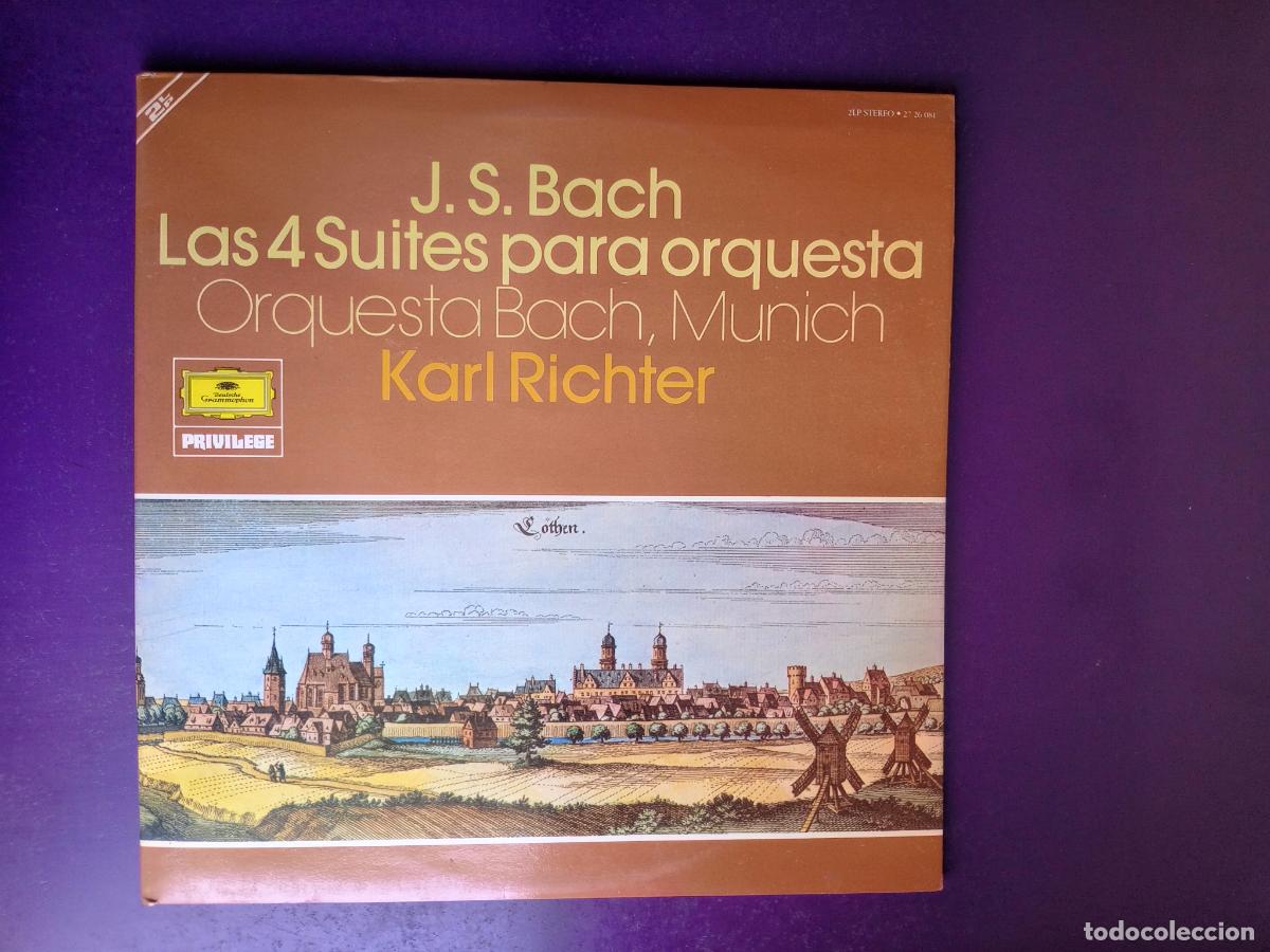Discos de vinilo: Bach - Orquesta Bach, Munich, Karl Richter &ndash; Las 4 Suites Para Orquesta - DOBLE LP DEUTSCHE 1981