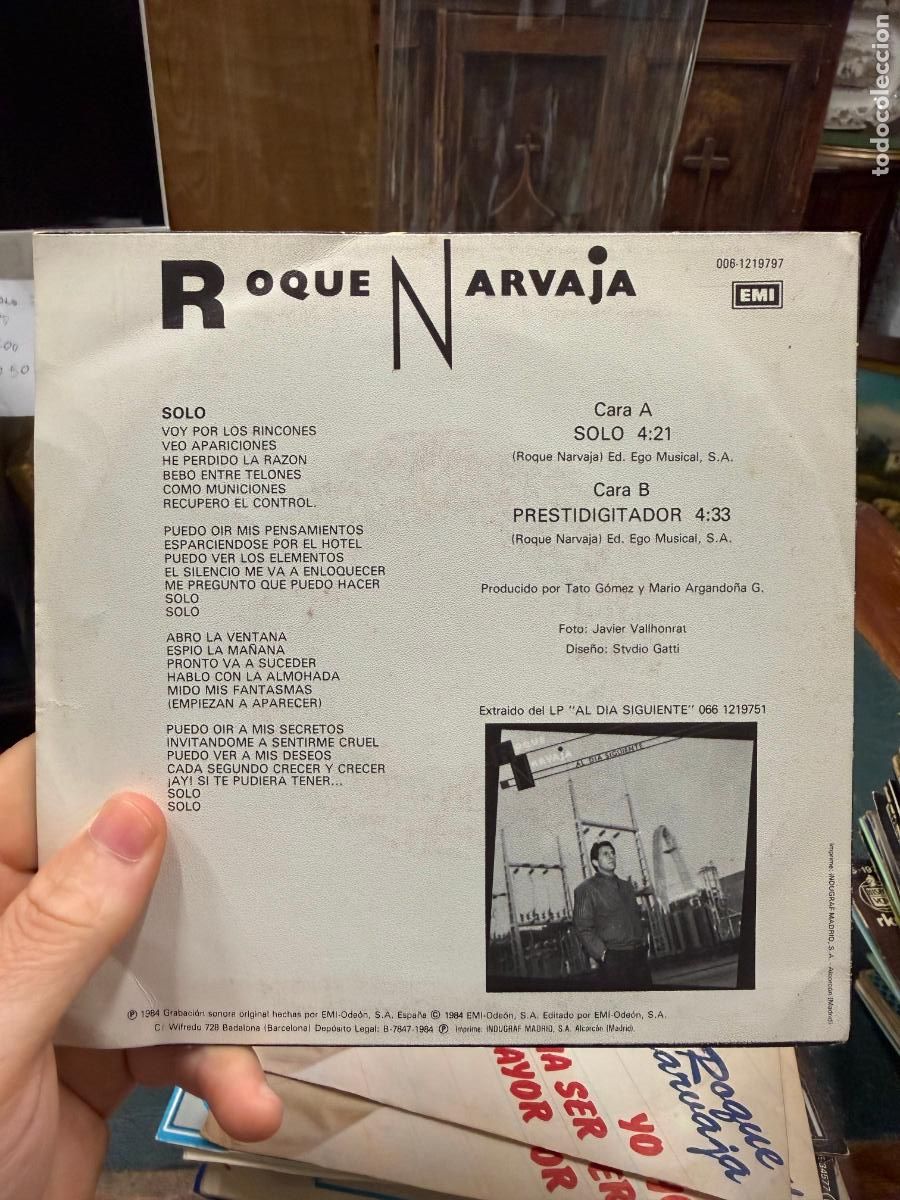 Discos de vinilo: SINGLES ROQUE NARVAJA - SOLO - Foto 2