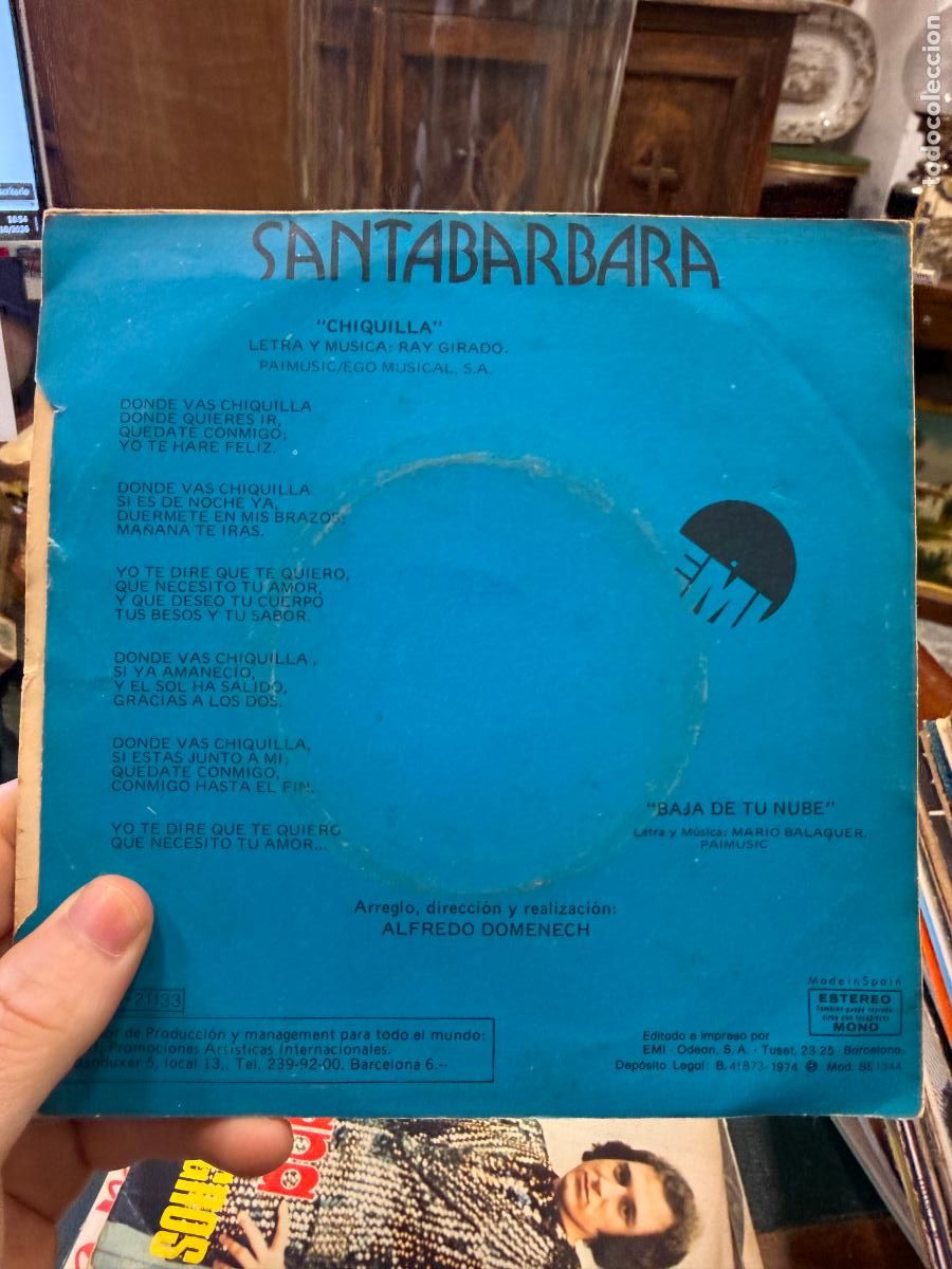 Discos de vinilo: SINGLES SANTABARBARA - CHIQUILLA - Foto 2