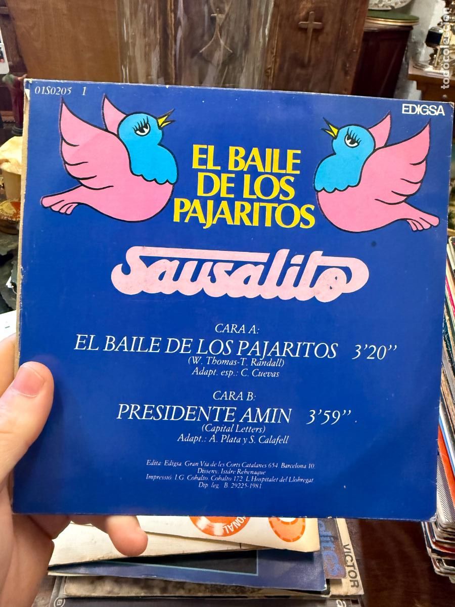 Discos de vinilo: SINGLES SAUSALITO - EL BAILE DE LOS PAJARITOS - Foto 2