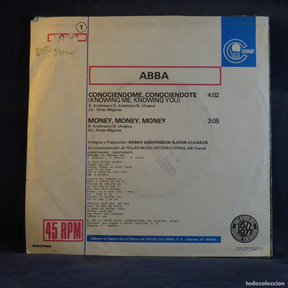 Discos de vinilo: ABBA - CONOCI&Eacute;NDOME, CONOCI&Eacute;NDOTE - SINGLE - Foto 2