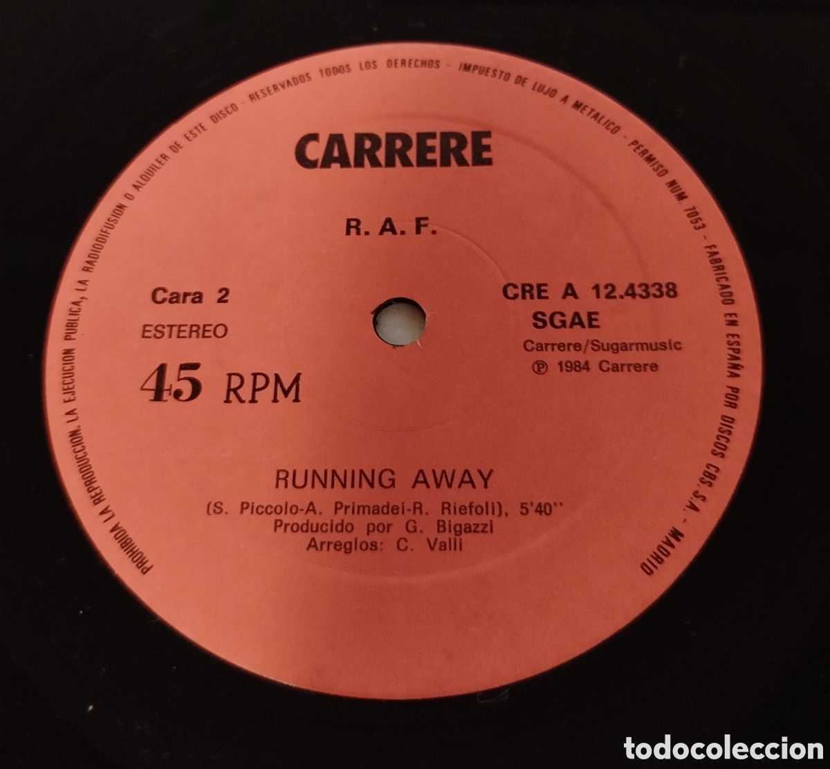 Discos de vinilo: RAF - self control. Edici&oacute;n espa&ntilde;ola - Foto 4