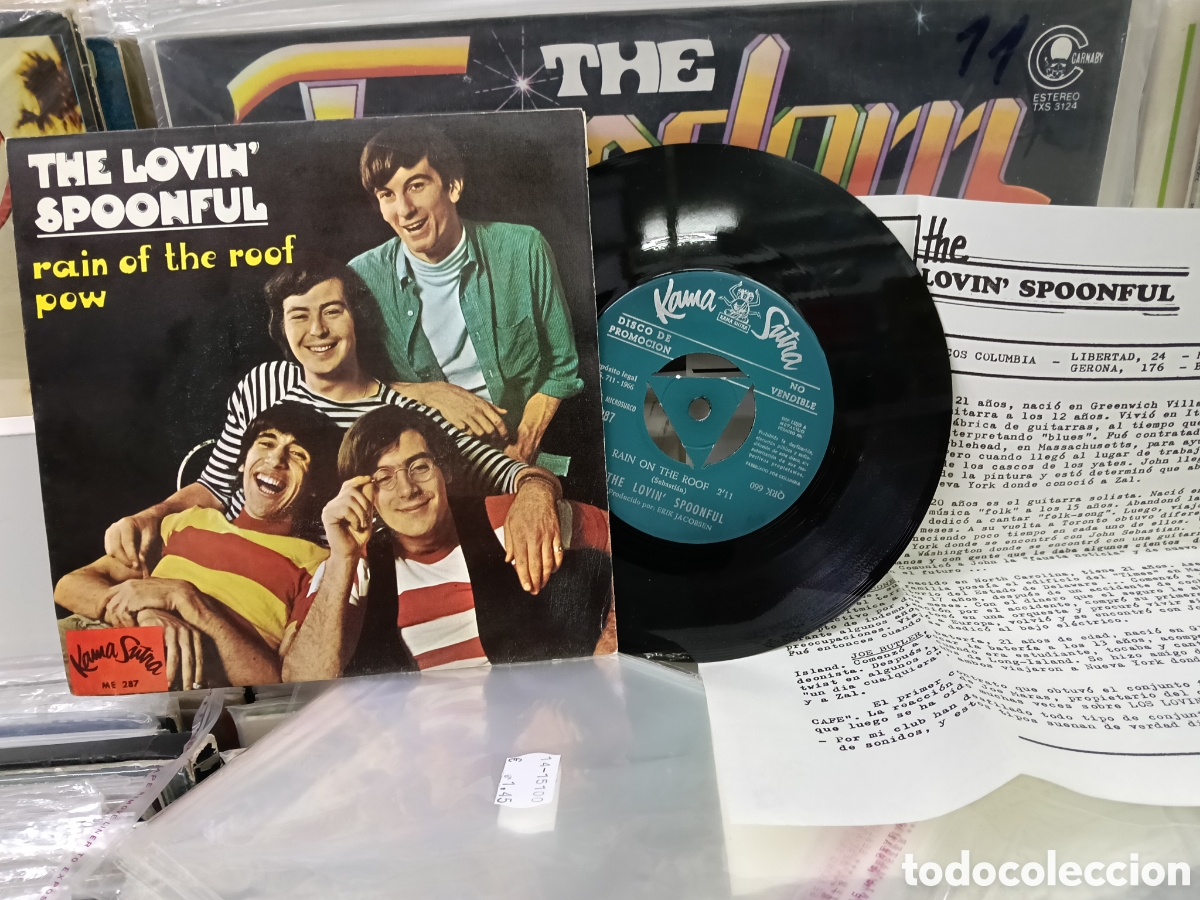 Discos de vinilo: The lovin' spoonful single promocional rain of the roof Espa&ntilde;a 1966 con hoja promo