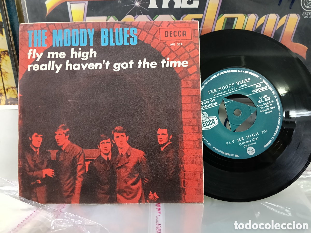Discos de vinilo: The moody blues single promocional fly me high Espa&ntilde;a 1967