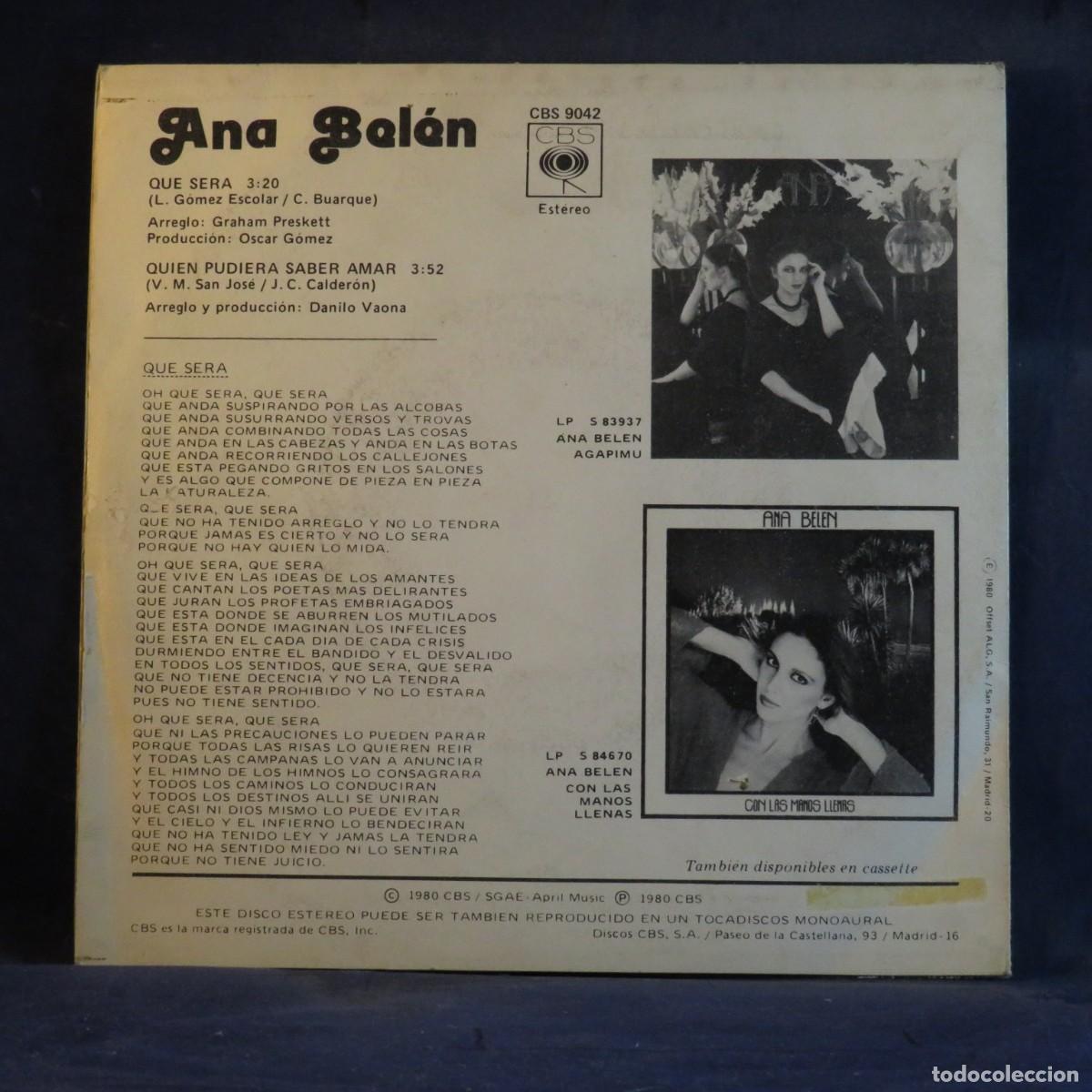 Discos de vinilo: ANA BELEN - QU&Eacute; SER&Aacute; - SINGLE - Foto 2