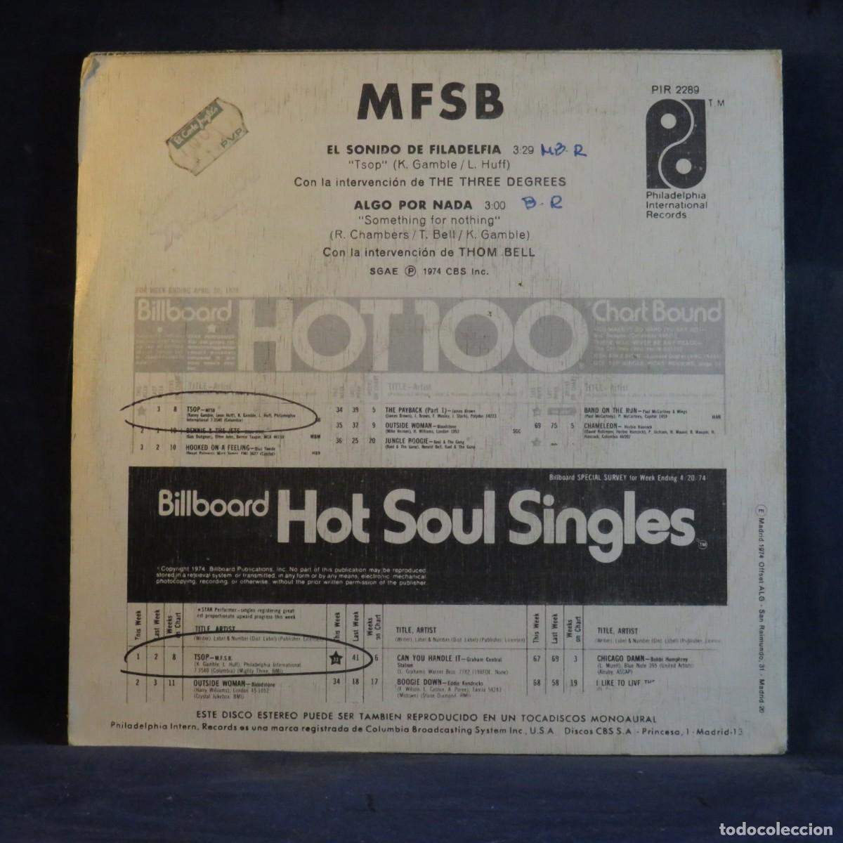 Discos de vinilo: MFSB - EL SONIDO DE FILADELFIA - SINGLE - Foto 2