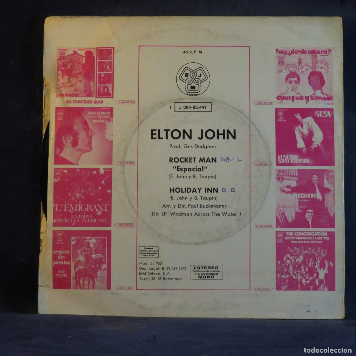 Discos de vinilo: ELTON JOHN - ROCKET MAN - SINGLE - Foto 2