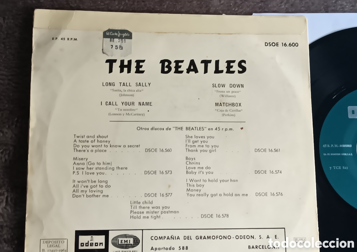 Discos de vinilo: BEATLES SINGLE EP EMI ODEON ESPA&Ntilde;A LABEL VERDE RARO - Foto 5