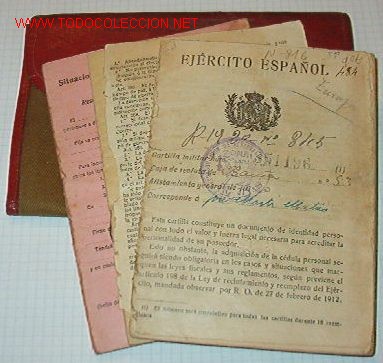 Documentos antiguos: Cartilla militar de tropa, ej&eacute;rcito espa&ntilde;ol, con c&eacute;dula de 1940, Regimiento de infanter&iacute;a Asia 55