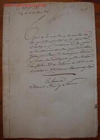 Documentos antiguos: Gu&iacute;a de escritura de venta de una parte de una casa, 1872