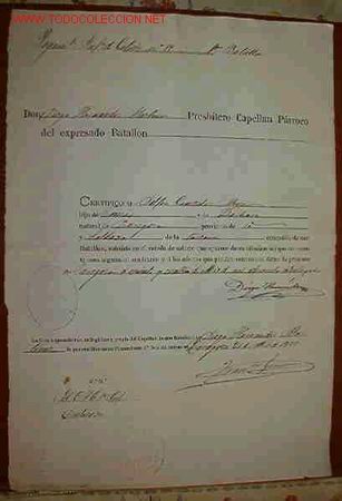 Documentos antiguos: Documento del Regimiento de Infanter&iacute;a n&ordm; 19