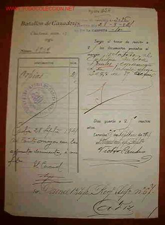 Old Documents: Documento del Batall&oacute;n de cazadores Chiclana n&ordm;17