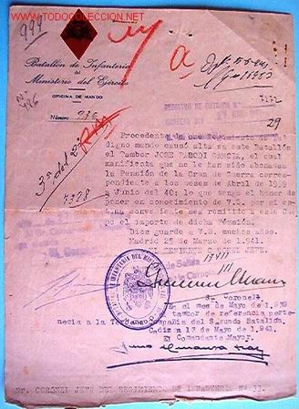 Documentos antiguos: Doc. Batall&oacute;n de Inf. del Ministerio del Ejercito - Foto 1