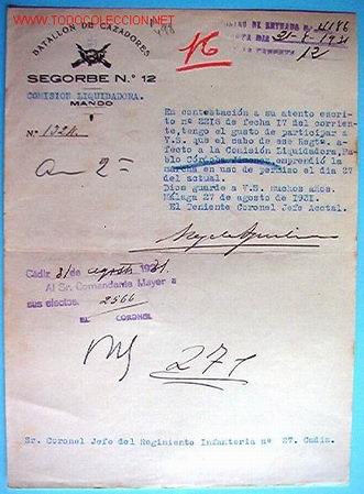 Documentos antiguos: Documento Batall&oacute;n de cazadores, Segorbe, n&ordm;12, mando 1931 - Foto 1