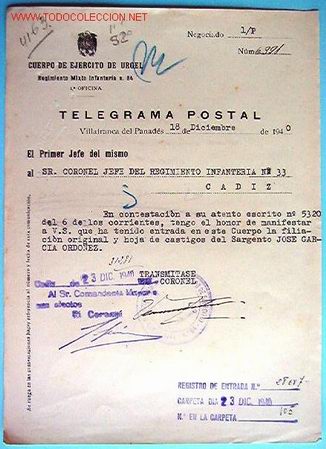 Documentos antiguos: Doc. Cuerpo de Ejercito de Urgel, regimiento - Foto 1