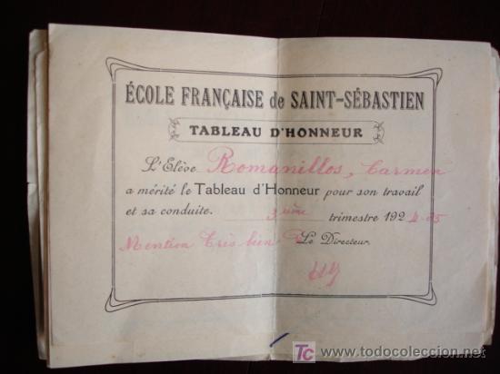 Documents Anciens: ECOLE FRANCAISE DE SAINT SEBASTIEN,SAN SEBASTIAN,GUIPUZCOA