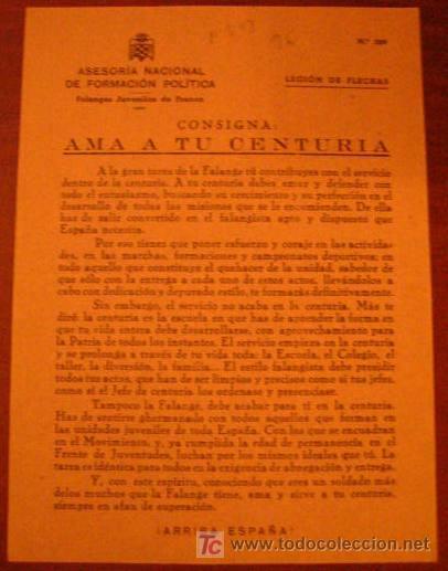 Documentos antiguos: Legi&oacute;n de flechas, consigna, ama a tu centuria