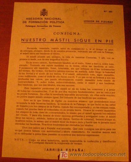 Documentos antiguos: Legi&oacute;n de flechas, consigna,  nuestro m&aacute;stil sigue en pie