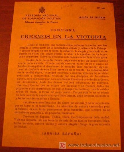 Documentos antiguos: Legi&oacute;n de flechas, consigna, creemos en la victoria - Foto 1