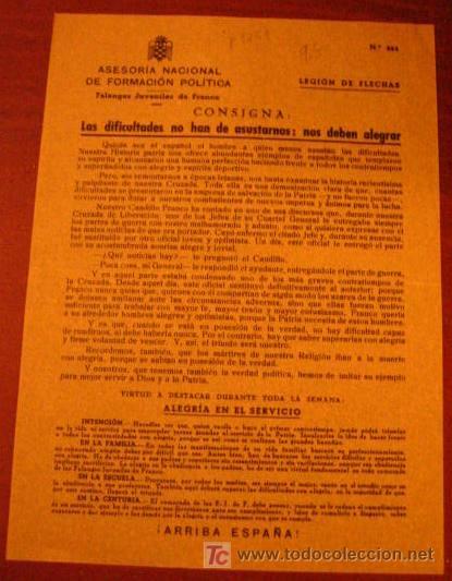 Documentos antiguos: Legi&oacute;n de flechas, consigna, las dificultades no nos deben asustar: nos deben alegrar
