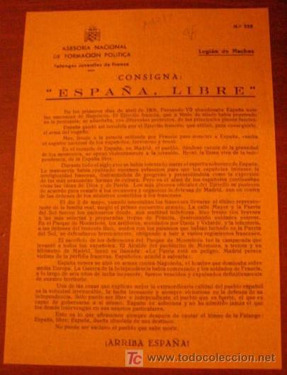 Documentos antiguos: Legi&oacute;n de flechas, consigna, Espa&ntilde;a libre - Foto 1