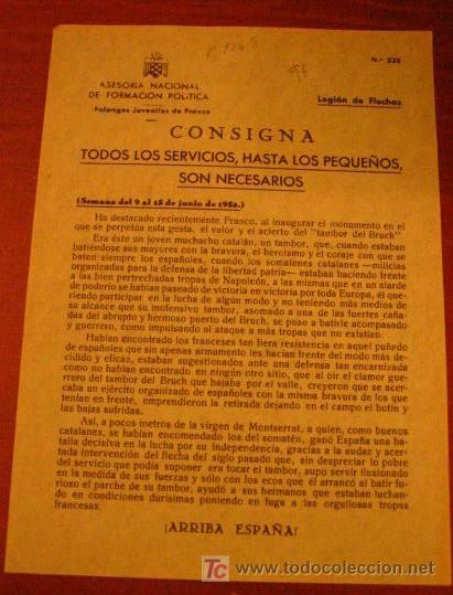 Documentos antiguos: Legi&oacute;n de flechas, consigna, todos los servicios hasta los peque&ntilde;os son necesarios