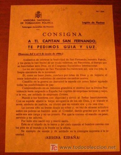 Old Documents: Legi&oacute;n de flechas, consigna, a ti capitan san fernando te pedimos guia y luz