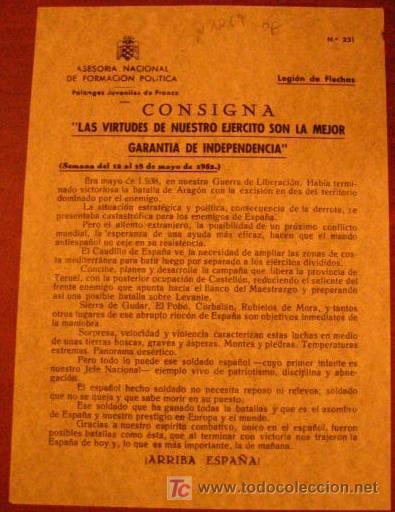 Documentos antiguos: Legi&oacute;n de flechas, consigna, las virtudes de nuestro ejercito son la mejor garantia de independecia