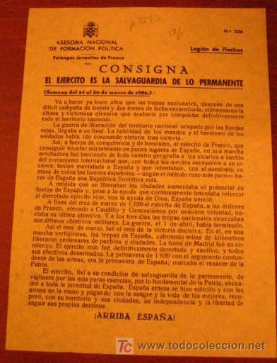 Documentos antiguos: Legi&oacute;n de flechas, consigna, el ejercito es la salvaguardia de lo permanente