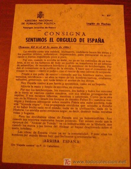 Documentos antiguos: Legi&oacute;n de flechas, consigna, sentimos el orgullo de Espa&ntilde;a - Foto 1