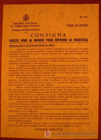 Documentos antiguos: Legi&oacute;n de flechas, consigna, cristo vino al mundo para reparar la injusticia