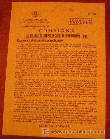 Documentos antiguos: Legi&oacute;n de flechas, consigna, la violencia no siempre es se&ntilde;al de convencimiento firme