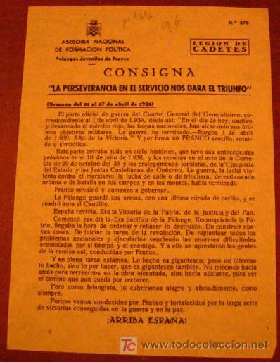 Documentos antiguos: Legi&oacute;n de flechas, consigna, la perseverancia en el servicio nos dara el triunfo