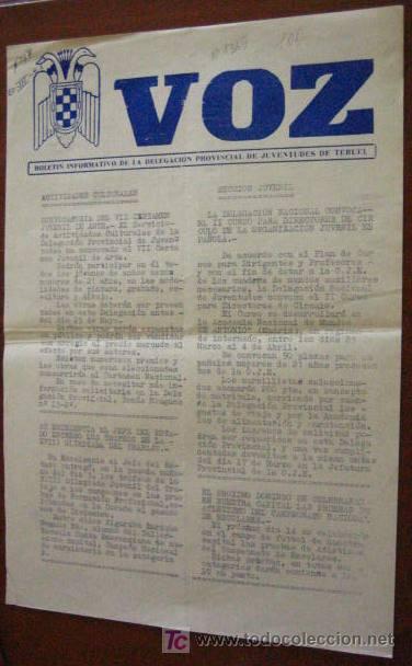 Old Documents: VOZ, boletin informativo de la delegacion provincial de juventudes de Teruel