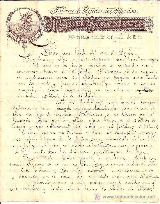 Documentos antiguos: CARTA MANUSCRITA  BARCELONA 1891 - Foto 1