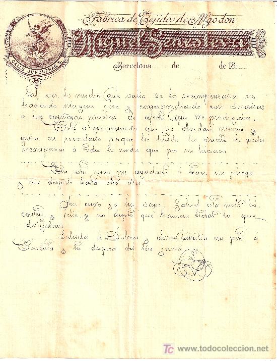 Documentos antiguos: CARTA MANUSCRITA  BARCELONA 1891 - Foto 2