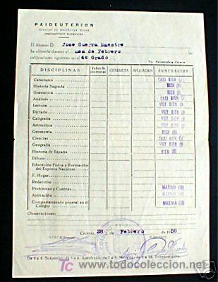 Documentos antiguos: CALIFICACIONES ESCOLARES. A&Ntilde;O DE 1958. CACERES&iexcl;&iexcl;&iexcl;&iexcl;MUY INTERESANTE.