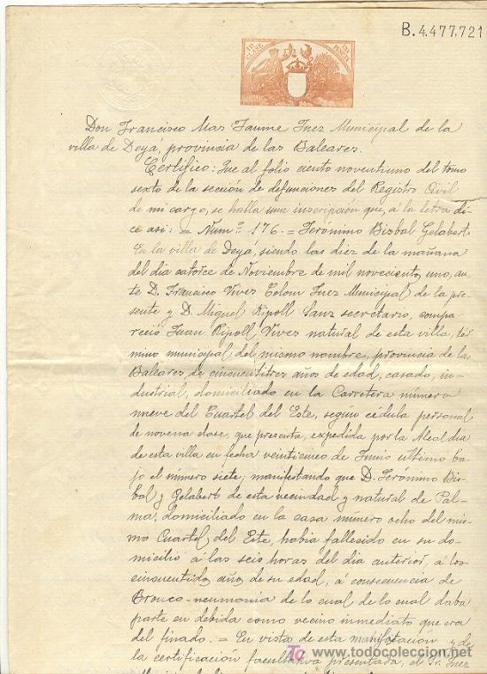 Documentos antiguos: DOCUMENTO DOS HOJAS 1909 REFERENTE A DEYA MALLORCA - Foto 1