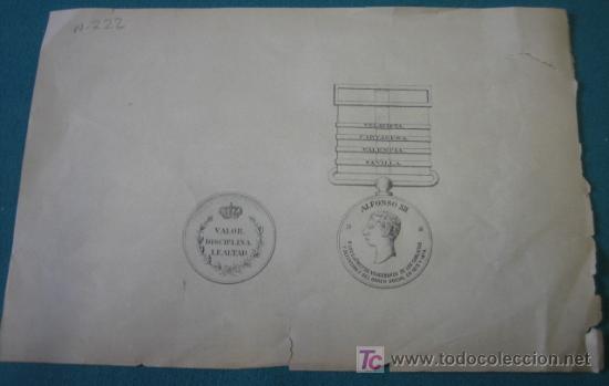 Documents Anciens: Hoja tama&ntilde;o cuartilla con medalla y pasador, velavieta, cartagena, valencia, sevilla
