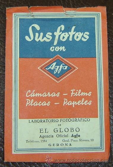 Documentos antiguos: SOBRE PARA FOTOGRAFIAS AGFA-LABORATORIO FOTOGRAFICO EL GLOBO- GIRONA