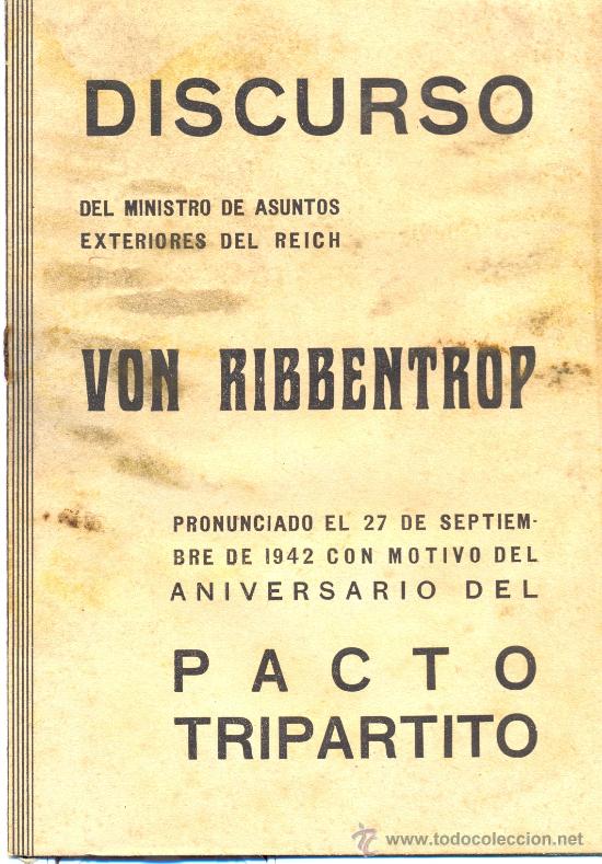 Documentos antiguos: Discurso de Von Ribbentrop, , - Foto 1