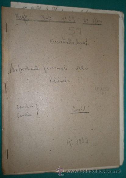Documentos antiguos: Expediente de un soldado del regimiento de Infanter&iacute;a n&ordm; 29, 4&ordm; batall&oacute;n, ametralladoras, 1943