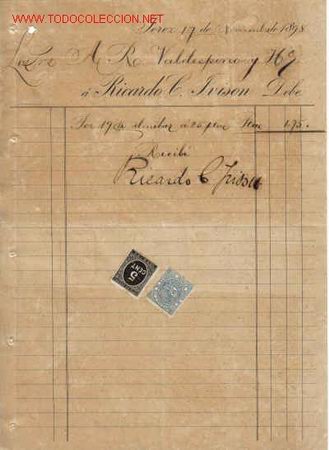 Documentos antiguos: RECIBI DE RICARDO L. IVISON.JEREZ - Foto 1