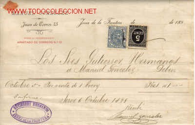 Documentos antiguos: RECIBI DE MANUEL GONZALEZ.JEREZ - Foto 1