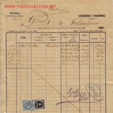 Documentos antiguos: SELLO MOVIL E IMPUESTO DE GUERRA - RECIBI DE A. R. VALDESPINO - FERROCARRILES ANDALUCES.MALAGA. Lote 1055659