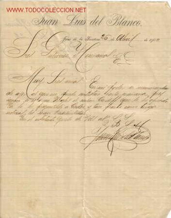Documentos antiguos: CARTA COMERCIAL DE JUAN LUIS DEL BLANCO.JEREZ - Foto 1