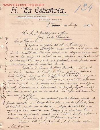 Documentos antiguos: CARTA COMERCIAL DE H. LA ESPA&Ntilde;OLA..JAEN - Foto 1