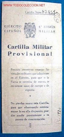 Documentos antiguos: Cartilla militar provisional, 1940. - Foto 1