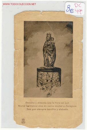 Documentos antiguos: RECUERDO DE LA IMAGEN DE LA VIRGEN DEL PILAR 1922