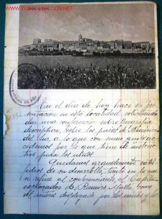 Documents Anciens: Documento tama&ntilde;o cuartilla con dos postales, de Puente de Pomar.